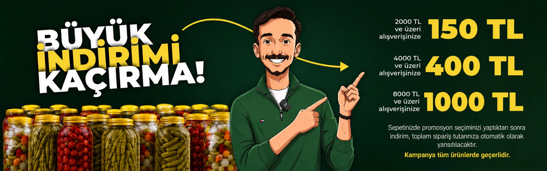 Büyük indirimi kaçırma: 2000 TL ve üzeri alışverişe 150 TL, 4000 TL ve üzeri 400 TL, 8000 TL ve üzeri 1000 TL indirim